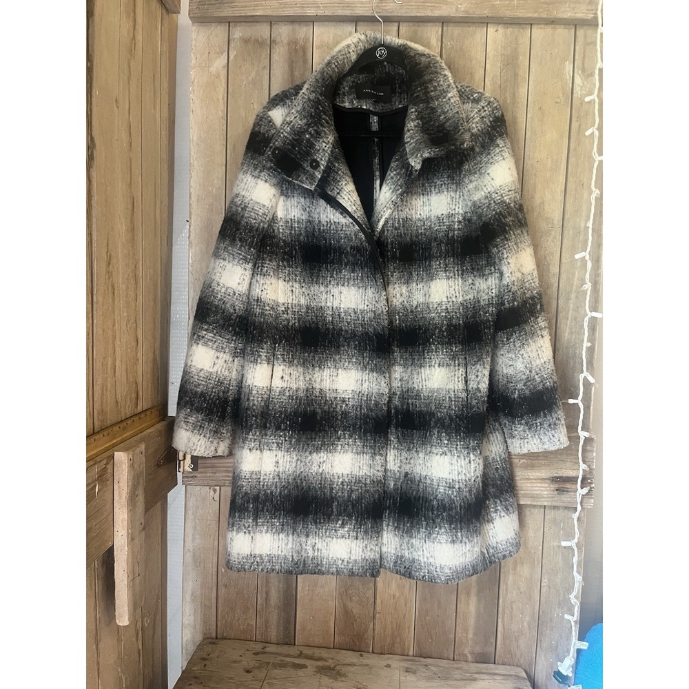 Anne Taylor Embre Plaid Coat Large